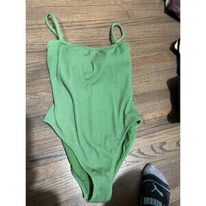 Shade & Shore Green Pucker Textured One Piece Swimsuit
